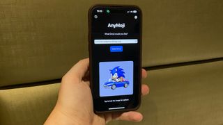 AnyMoji on iPhone 15 Pro Max showing Sonic driving a car