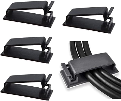 Soulwit&amp;reg; 50-Pcs Self Adhesive Cable Management Clips, Cable Organisers Wire Clips Cord Holder for Tv Pc Laptop Ethernet Cable Desktop Home Office (black)