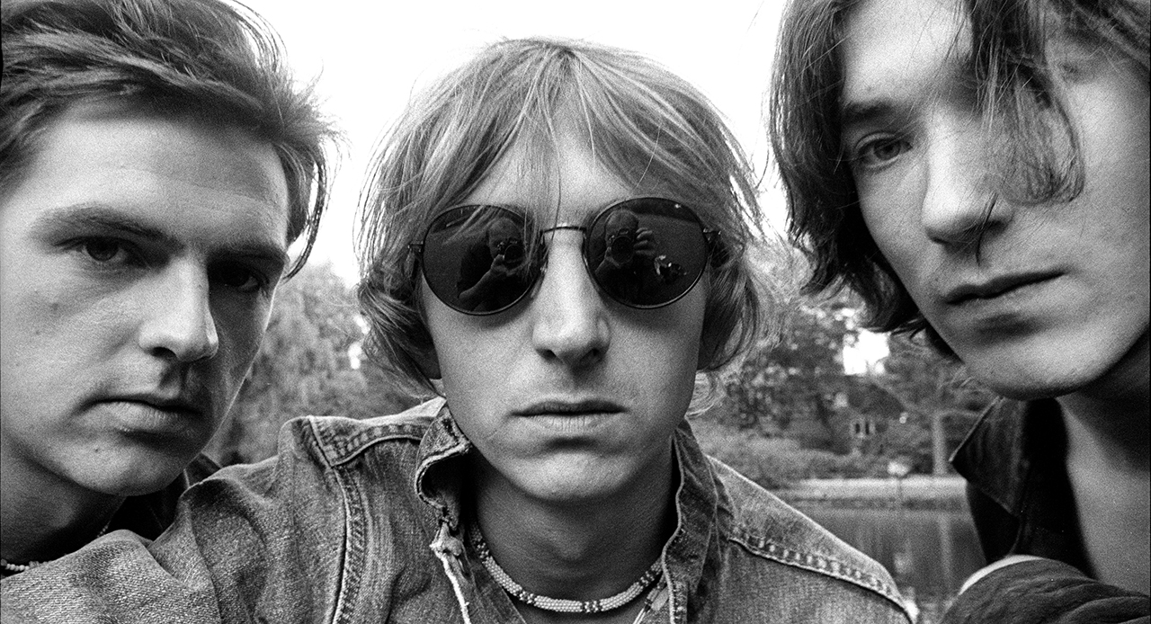 Talk Talk, group shot in Vondelpark, Amsterdam, Netherlands, 30th August 1984. L-R Paul Webb, Mark Hollis, Lee Harris. (Photo by Rob Verhorst/Redferns)