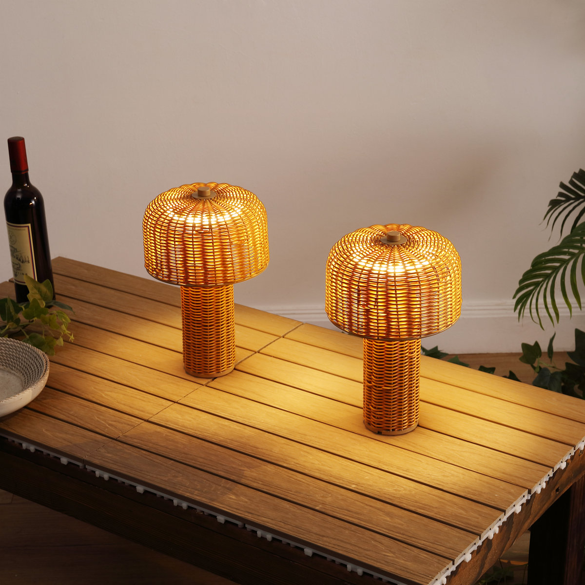 Jonathan Y Mia 10" Modern Scandinavian Indoor/outdoor Faux Wicker Rechargeable/cordless Dimmable Integrated Led Table Lamp | Wayfair