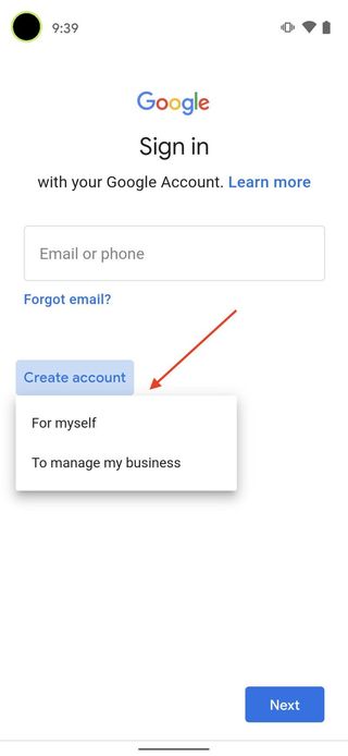Set Up New Google Account Mobile Step 5