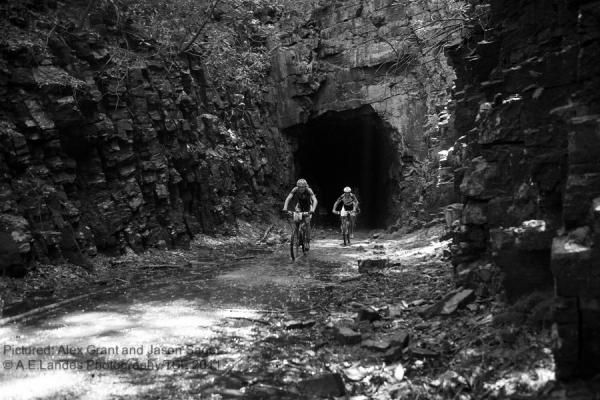 Riders emerge from Poe Paddy Tunnel