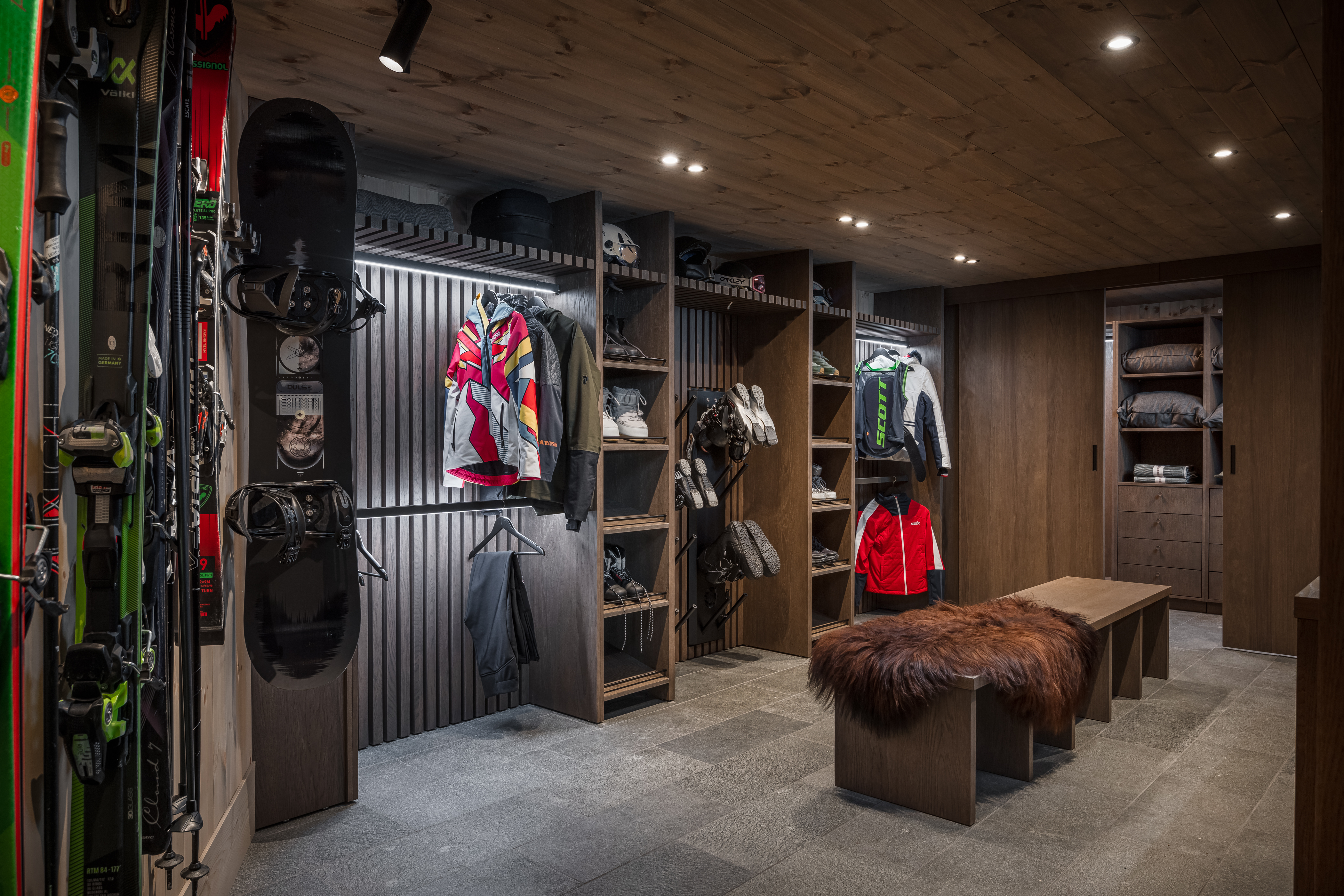 Interior shots of a modern and sleek ski chalet in Geilo