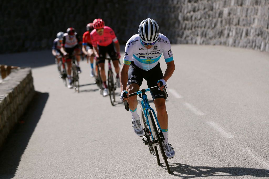 VALDEBLORE LA COLMIANE FRANCE MARCH 13 Alexey Lutsenko of Kazahkstan and Team Astana Premier Tech during the 79th Paris Nice 2021 Stage 7 a 119km stage from Le Broc to Valdeblore La Colmiane 1501m Breakaway Attack Stage itinerary redesigned due to COVID19 lockdown imposed in the city of Nice ParisNice on March 13 2021 in Valdeblore La Colmiane France Photo by Bas CzerwinskiGetty Images