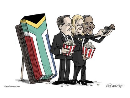 Political cartoon Obama selfie