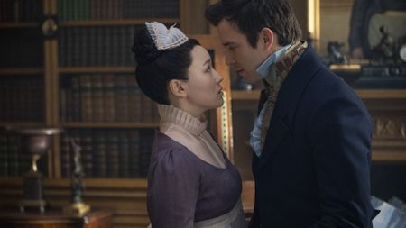 Yerin Ha as Sophie Baek, Luke Thompson as Benedict Bridgerton in episode 405 of Bridgerton