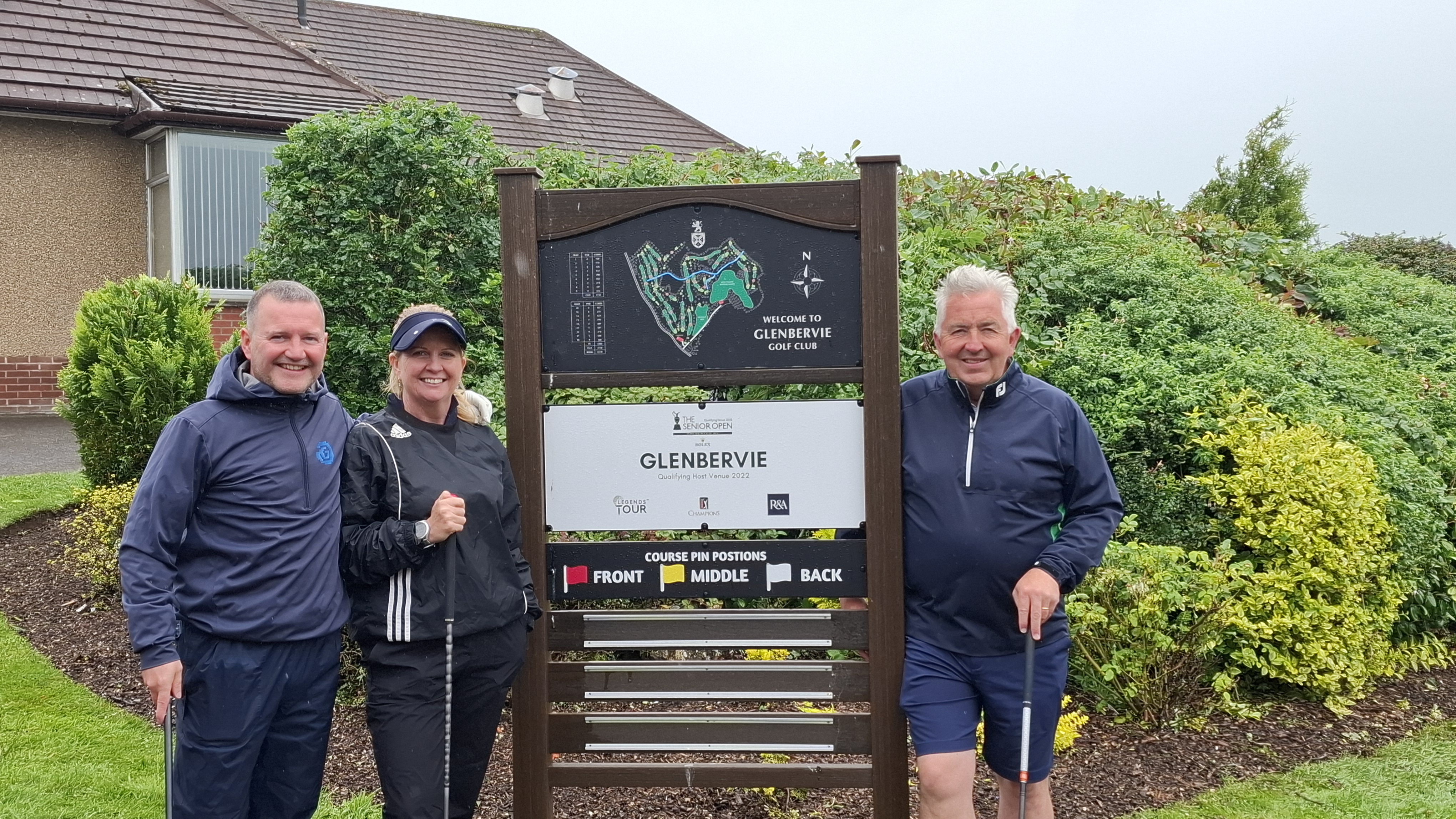 Billy Low and Kenna Campbell with Jezz Ellwood at Glenbervie GC