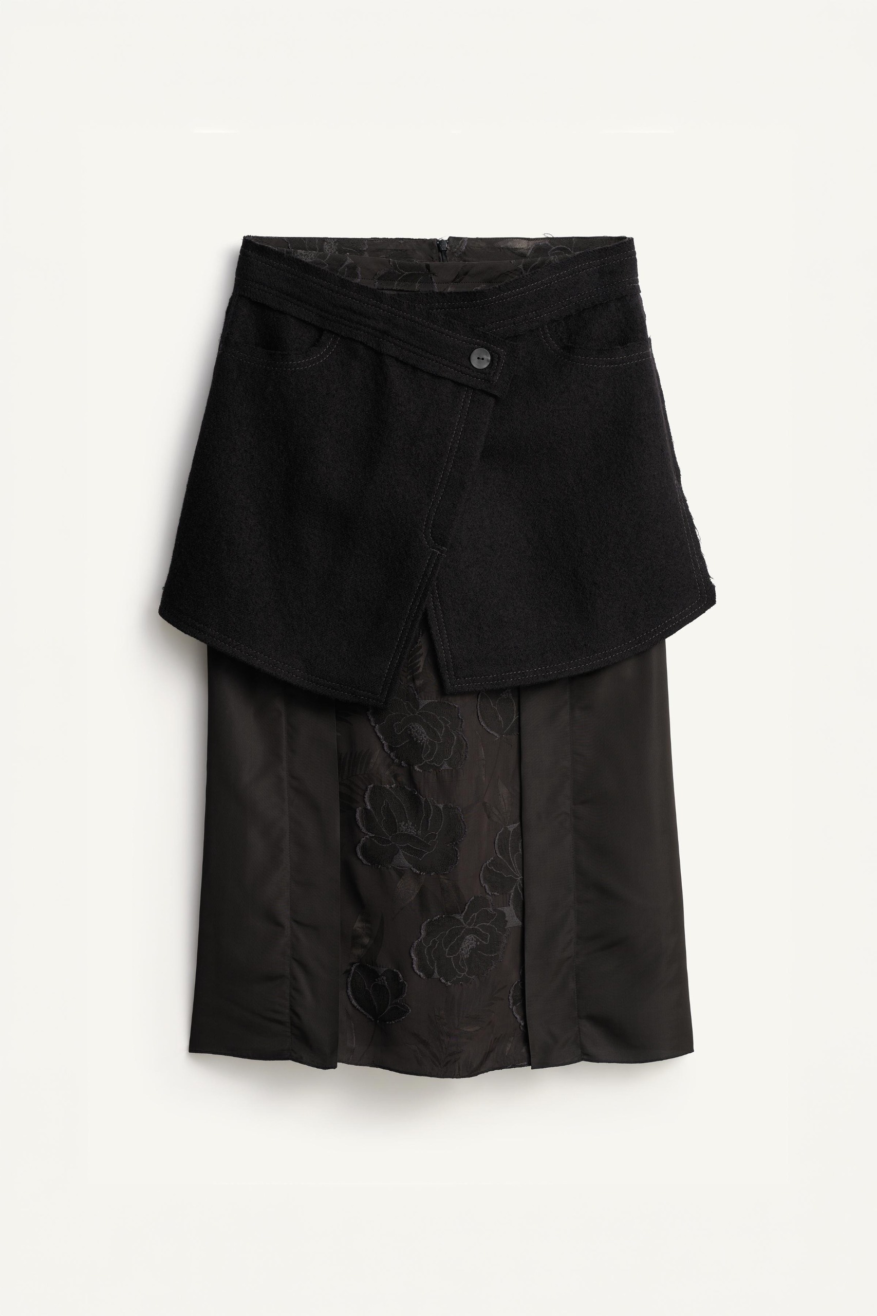 ZARA, Limited Edition Detachable Combined Skirt - Black - Xs
