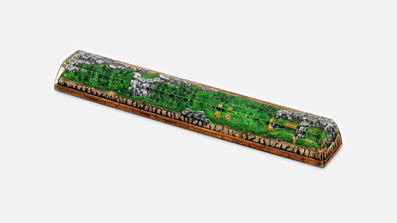 Jellykey Born of Forest series spacebar keycap depicting a forest scene