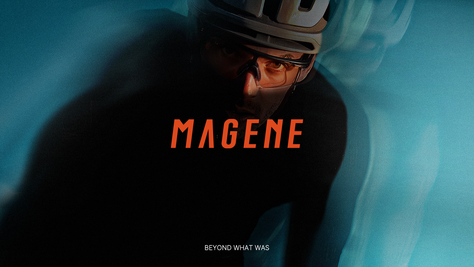 cyclist blurry image with magene logo