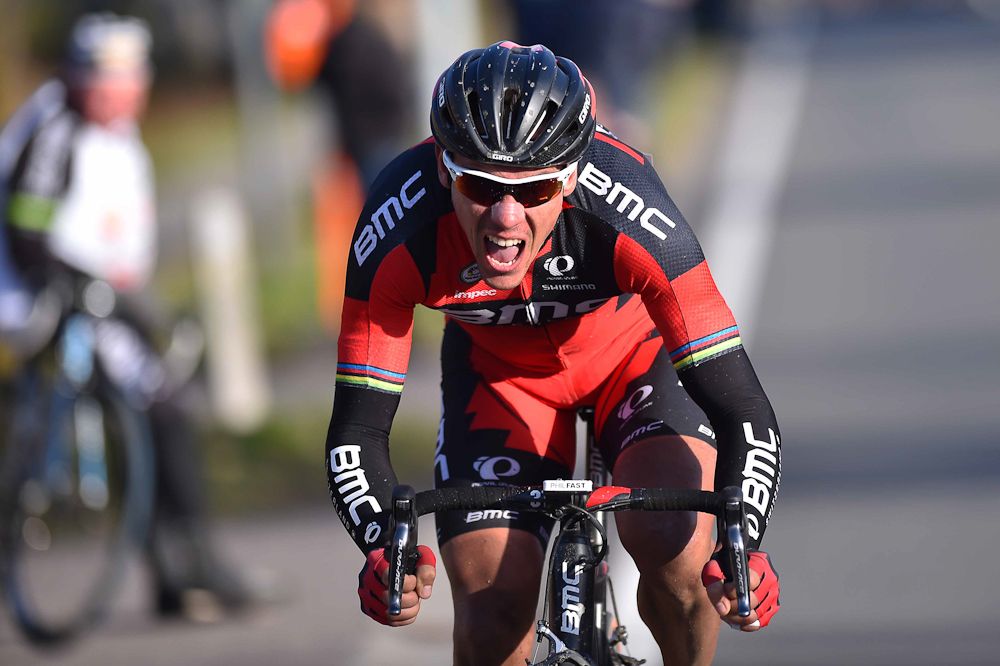 Phillipe Gilbert gives it everything during his solo attack.