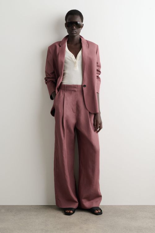 Relaxed Linen-Blend Wide-Leg Trousers