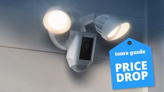 Ring Floodlight Cam wired Plus on a wall