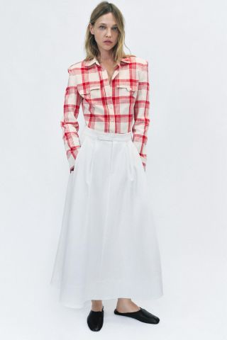 Zara Check Shirt with Shoulder Pads