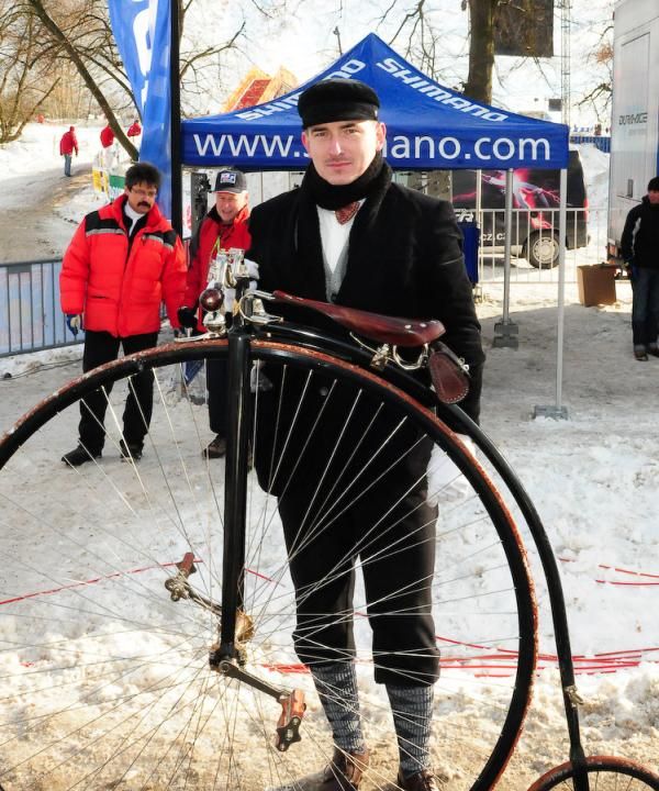 Penny Farthing + snow and ice = tricky