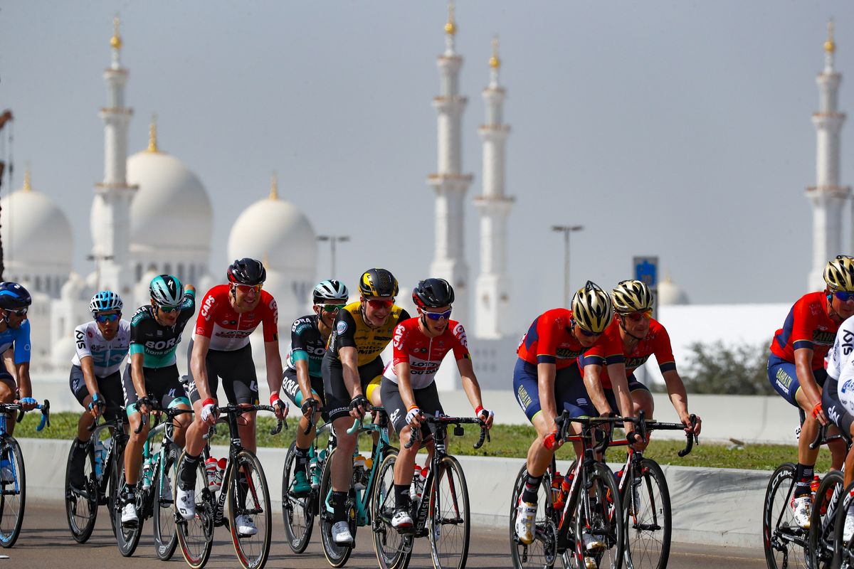 A relaxed peloton during stage 3 of the Abu Dhabi Tour