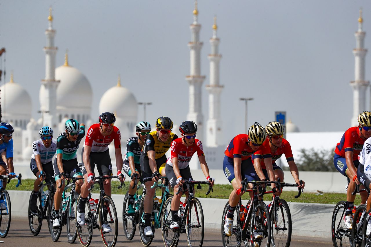 A relaxed peloton during stage 3 of the Abu Dhabi Tour
