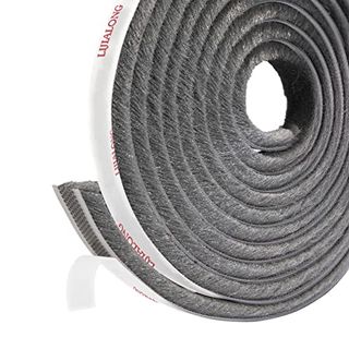 Fowong Draught Excluder Tape,4.9 M(l) X9 Mm(w) X 5mm(t) Door Brush Strip for Door Frame Insulation and Window Adhesive Brush Weather Stripping-Grey