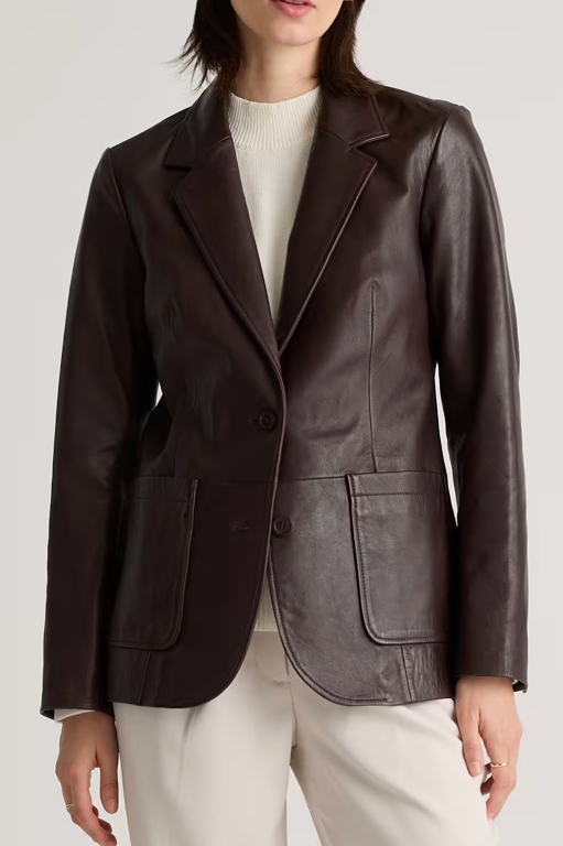 Quince, 100% Washed Leather Biker Jacket