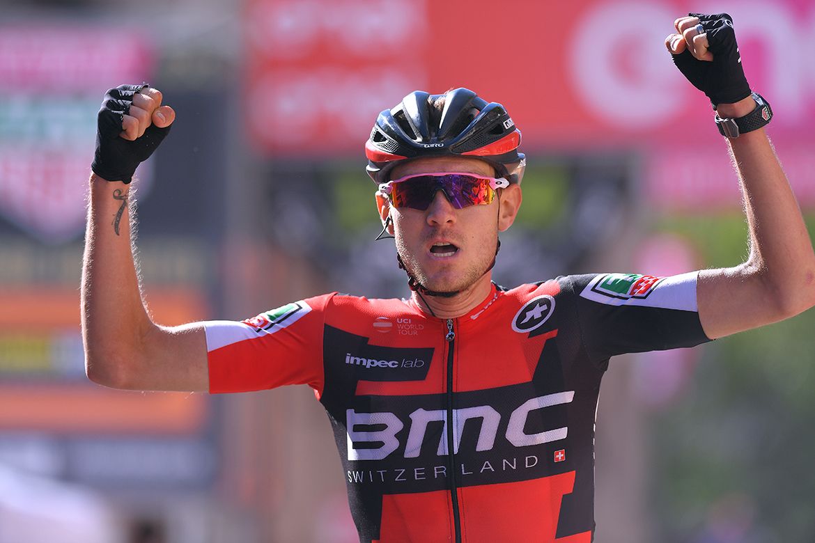 Tejay Van Garderen celebrates his first Grand Tour stage victory