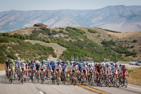 The group nears the top of the first KOM.