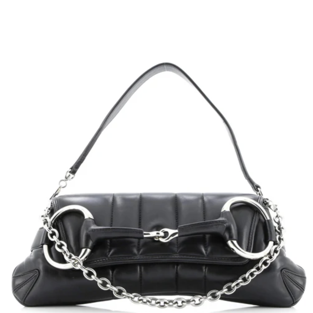 Gucci, Horsebit Chain Shoulder Bag Vertical Quilted Leather Medium