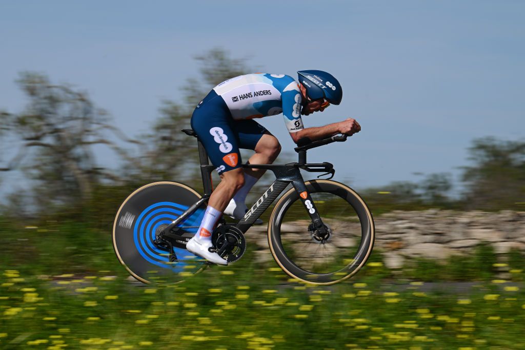 ALBUFEIRA PORTUGAL FEBRUARY 17 John Degenkolb of Germany and Team dsmfirmenich PostNL sprints during the 50th Volta ao Algarve em Bicicleta 2024 Stage 4 a 22km individual time trial in Albufeira on February 17 2024 in Albufeira Portugal Photo by Dario BelingheriGetty Images