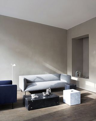 Living room with sofaset and grey walls