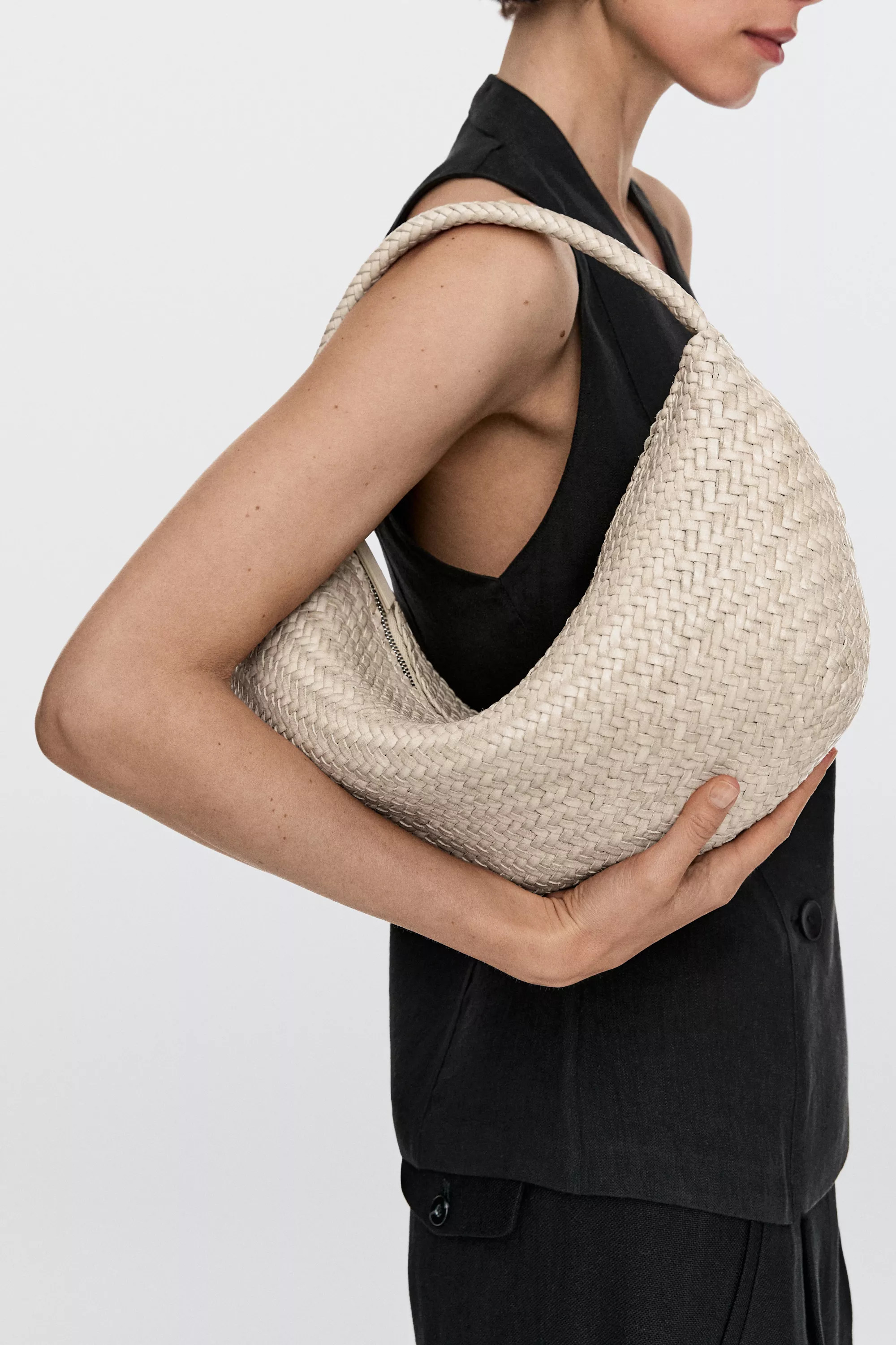Massimo Dutti woven leather bag