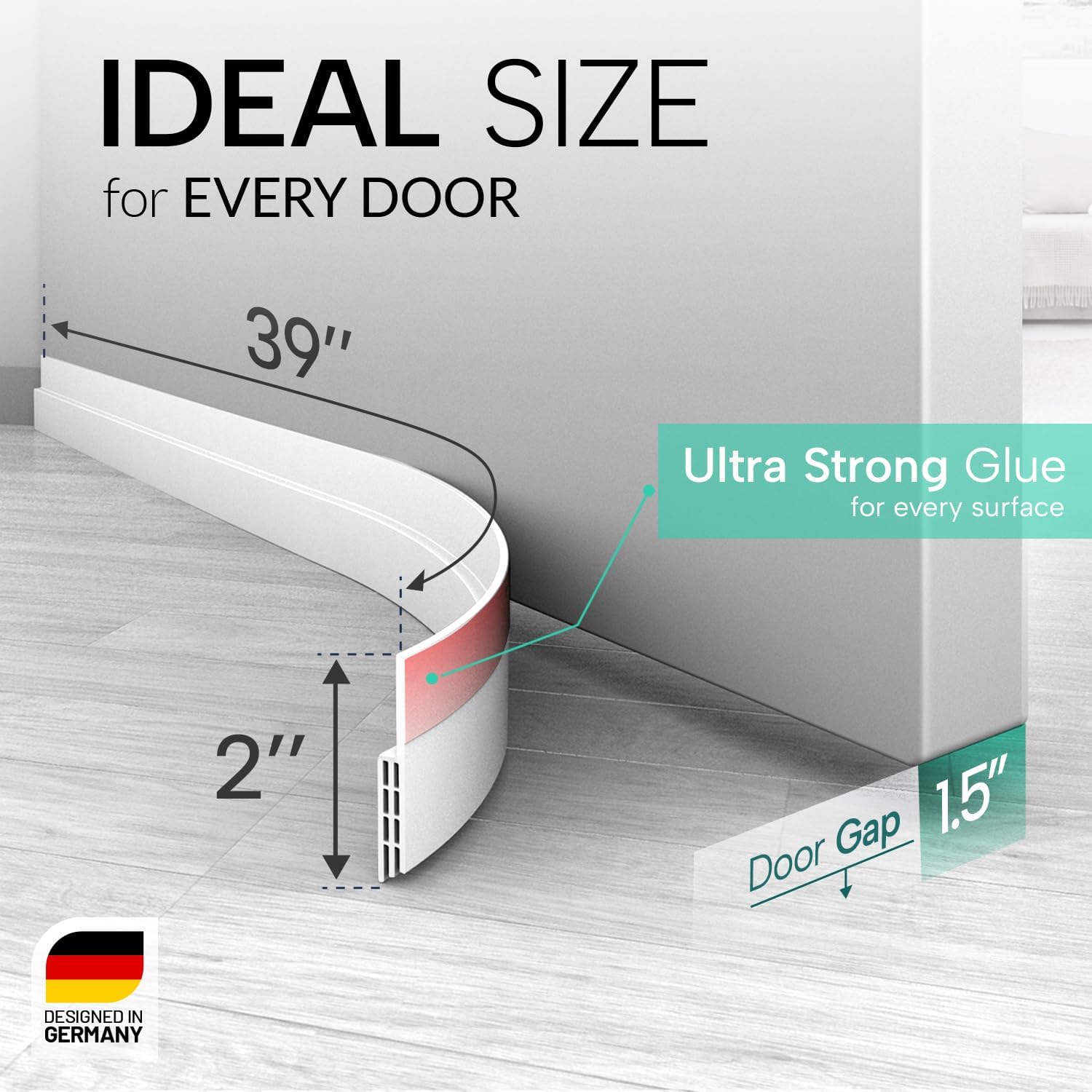 Vellure&amp;reg; Premium Door Draft Excluder Strip - Door Seal for Energy Saving - Quick and Easy Installation - Draught Excluder for Bottom of Door - Ideal for Keeping Out Cold