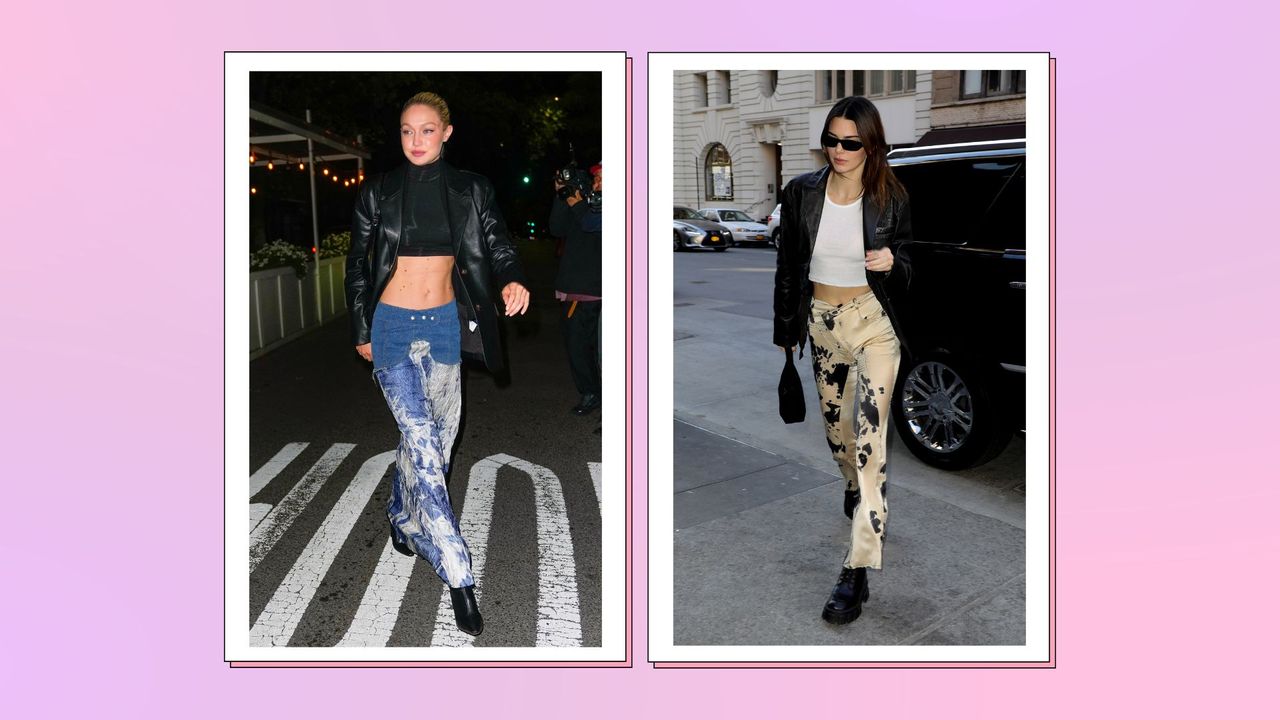 Gigi Hadid and Kendall Jenner seen wearing &#039;fun pant&#039;s in a pink and purple template