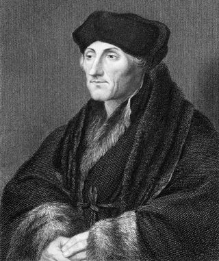Erasmus (1466/1469-1536). Engraved by E.Scriven and published in The Gallery Of Portraits With Memoirs encyclopedia, United Kingdom, 1833.