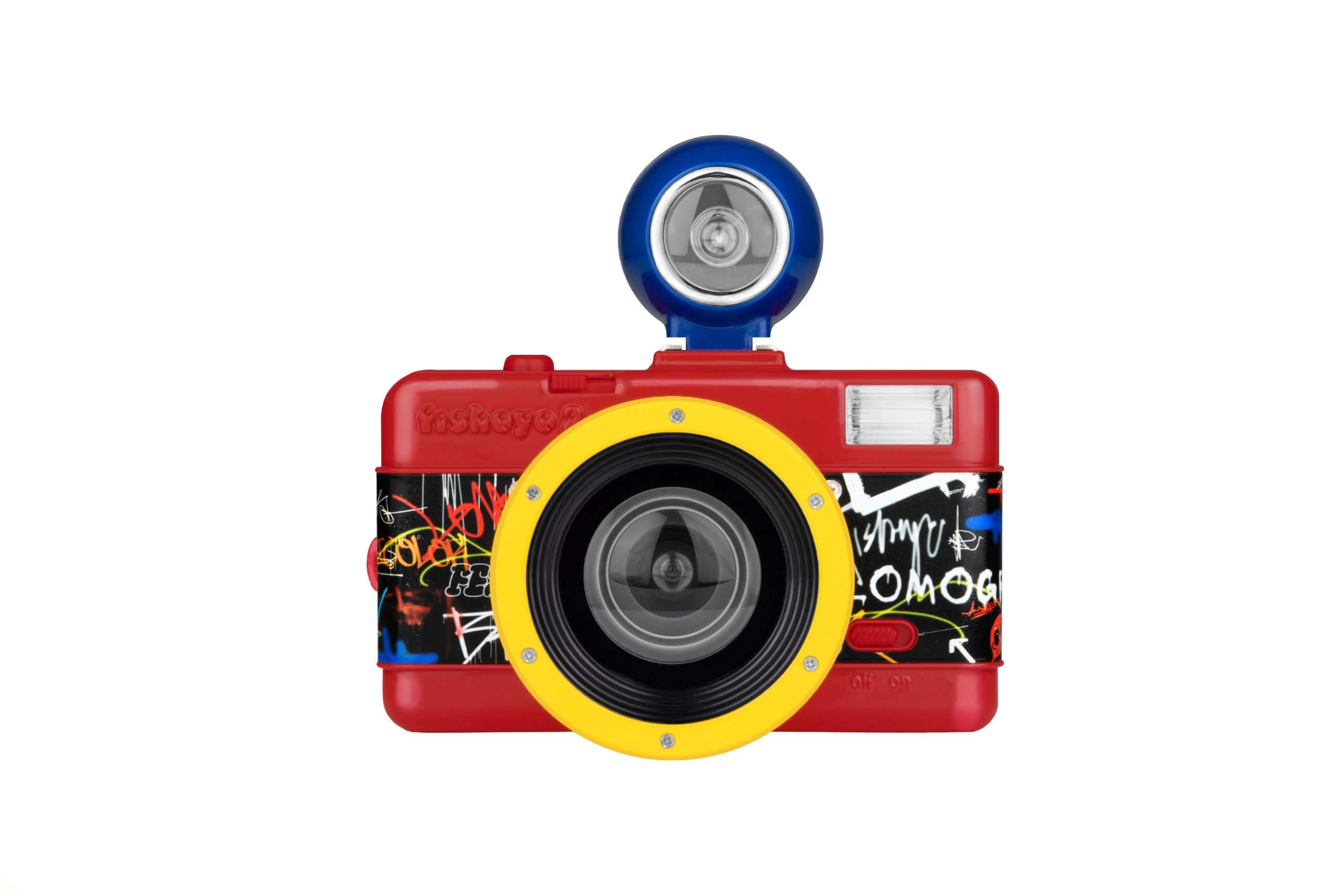 The Lomography Fisheye No. 2 Graffiti on a white background