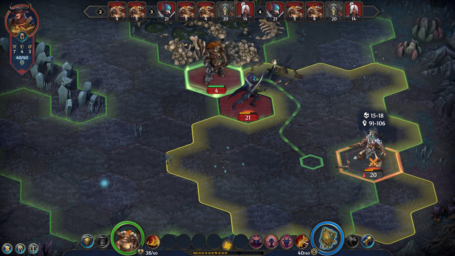 A dungeon faction batter the grove in Heroes of Might and Magic: Olden Era