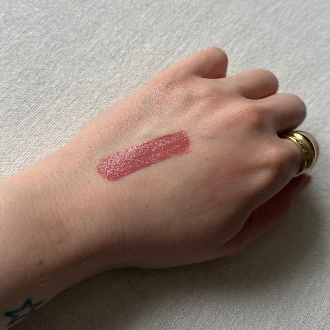 Swatch of Rare Beauty Soft Pinch Liquid Blush on the back of a hand