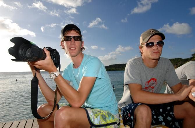 Andy Schleck practises his camera skills