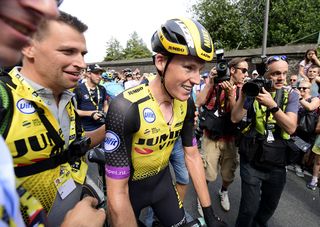 Mike Teunissen (Ned) Team Jumbo-Visma celebrates winning the opening stage at the Tour de France
