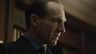 Ralph Fiennes looking rather angry in his office in Spectre.