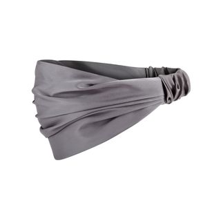 A gray satin headband.