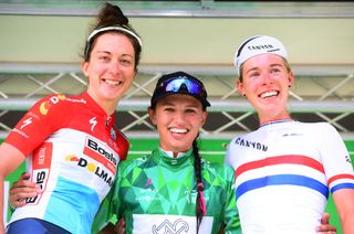 The final podium of the Ovo Energy Women's Tour