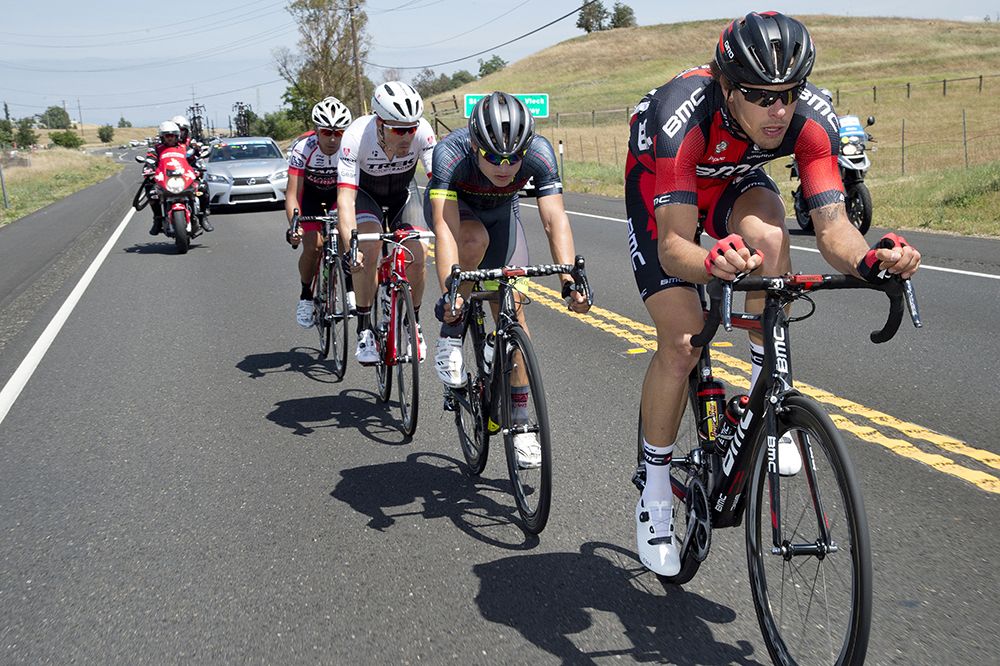 Daniel Oss (BMC), Robin Carpenter (Hincapie), Luis Amaran (Jamis-Hagens Berman) and Markel Irizar (Trek)