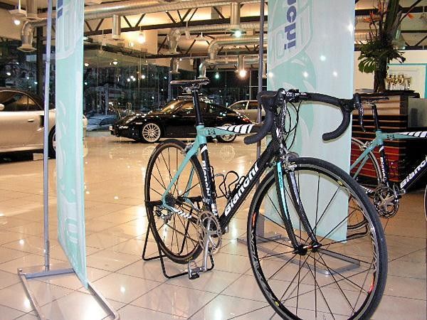 The team races on Bianchi 928 Lugged Carbon road bikes