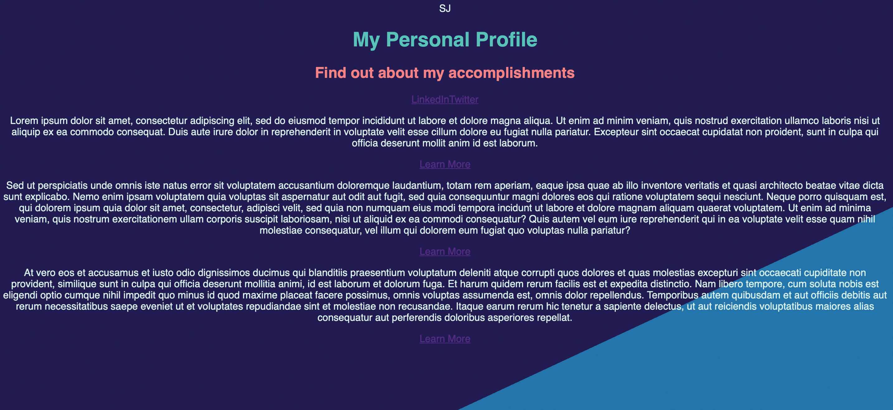 Sass website with a colour scheme of blue