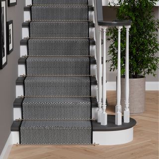 The Range The Rug House Black White Herringbone Cut To Measure Stair Carpet Runner 70cm Wide