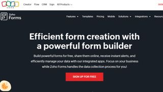 Website screenshot for Zoho Forms October 2024