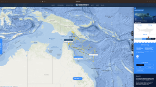 A screen capture of the Shark Tracker website tracker