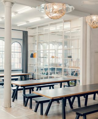 Olafur Eliasson’s team eat vegetarian fare on the second floor of the artist’s studio, housed in a former brewery in the Prenzlauer Berg district