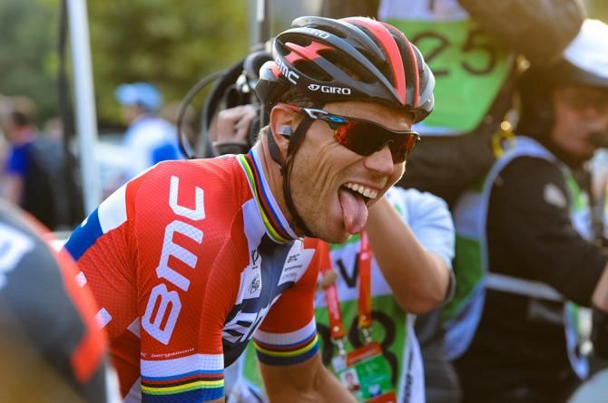A happy Thor Hushovd (BMC) after winning stage 1 at the Tour of Beijing