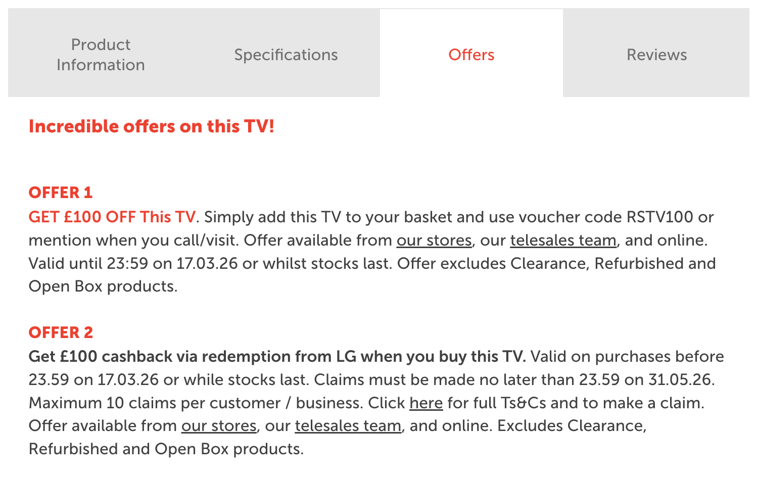 LG C5 cashback deal at Richer Sounds