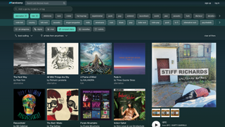 Bandcamp screenshot of website with genre and format filters